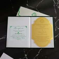Gold Mirror Acrylic Invitation Card With Holder Elegant Invitation Foiling Printing